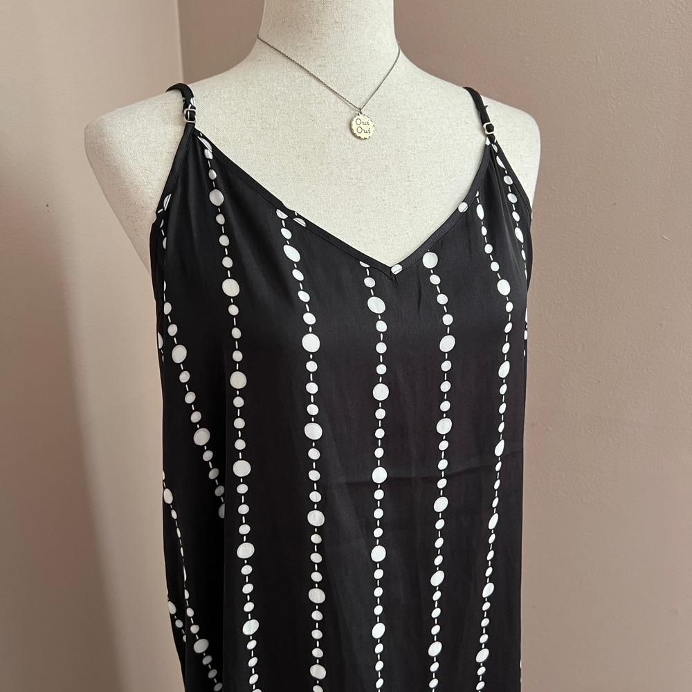 Kate Spade New York Black White Dot Stripe Sleeveless Midi Dress Size M - Picture 3 of 13